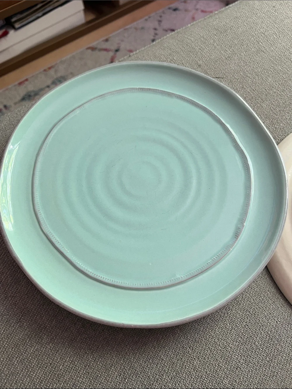 2 Crate & Barrel Como Dinner Plate Aqua Blue Italy Earthenware Discontinued